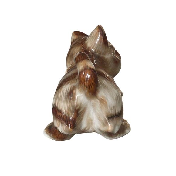 Vintage Cat Kitty Ceramic Cute Orange Tabby Cat w/ Yellow Stripes Figurine - Picture 4 of 5